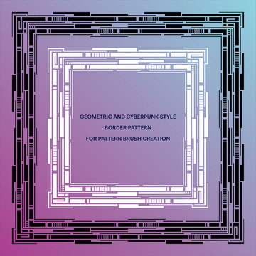 Geometric and Cybepunk style border pattern for pattern brush creation