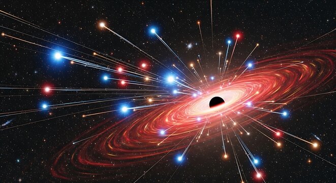 Stunning Black Hole Accretion Disk with Jets and Stars.