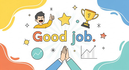 A cheerful 'Good Job' illustration with an optimistic person giving a thumbs up