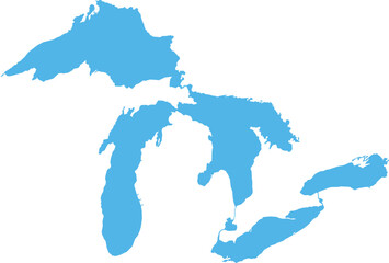 The Great Lakes USA Canada Blue Map Silhouette Vector