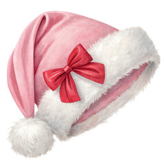 red and pink Christmas hat with bow