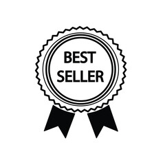 Black and white Best Seller Badge Label Icon isolated on white background