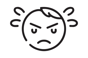 frustration icon. Thin linear style design. one line Icon drawing with white background