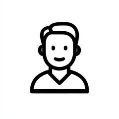 Minimalist outline avatar icon of a man, black and white, representing a user profile