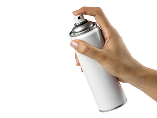 Hand Pressing Spray Can Nozzle with Visible Aerosol Mist | Spray Can Mockup PNG, Finger Pressing Nozzle, Air Freshener Spray Effect, Aerosol Mist Cloud Isolated on White Background