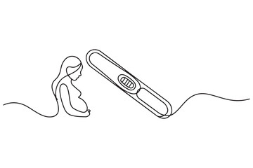 pregnant test icon. Thin linear style design. one line Icon drawing with white background © Mofazzelh