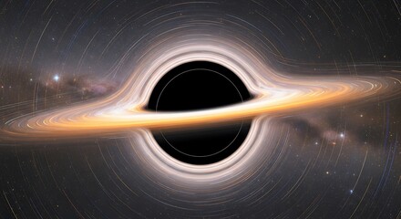 Stunning Black Hole with Accretion Disk in Deep Space.