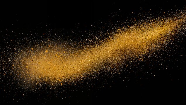 Explosion of golden powder particles with glitter texture