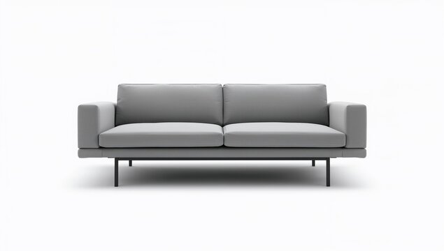 Grey convertible sofa bed on a white backdrop with clipping path included