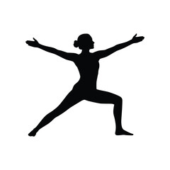 Woman in Yoga Warrior Two Pose Silhouette Vector Illustration