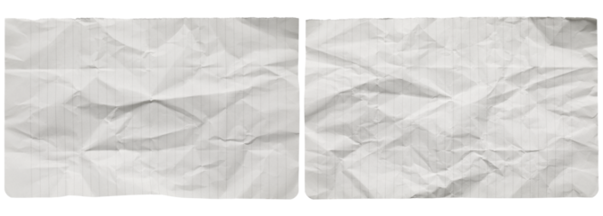 set of blank crumpled lined paper notebook paper with torn edges isolated on transparent background,note paper message office business tag sign,blank sheet of paper,crumpled paper sheet