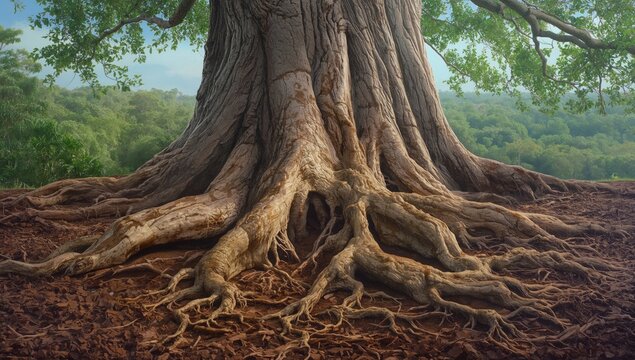Massive tree with extensive roots