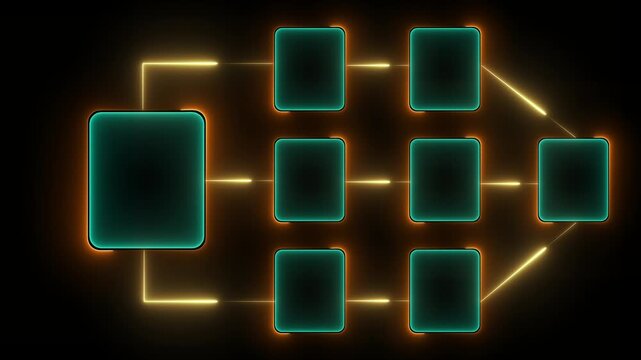 Workflow automation and business process mapping idea on the transparent background. Representing workflow automated, process planning, business flow, system optimization. 4k video animation. 