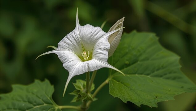 Datura stramonium, also called short amethyst, is a plant with toxic and medicinal properties, deterring animals like wild boars.