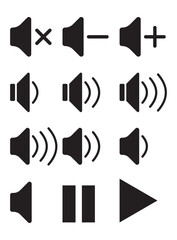 Mute and Sound Control Icon Set – Speaker Volume, Silent Mode, Audio Notification, and Sound Off Vector Symbols for Web and Mobile UI Design