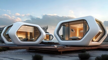 Futuristic modular homes architecture design modern sustainable living pod concept eco friendly buildings
