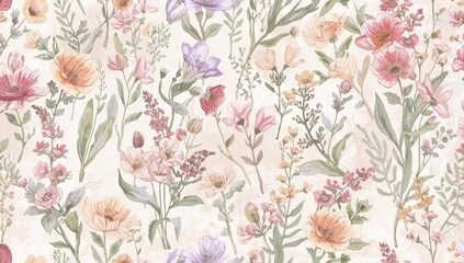 Adorable floral watercolor design with wildflowers, perfect for feminine themes.