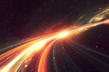 Obraz premium Light streaks traveling through space. Background stars. Concept for speed