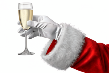 Santa Hand Holding Champagne Glass – New Year Celebration Concept