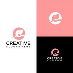 e initials modern logo combined with elephant head elements