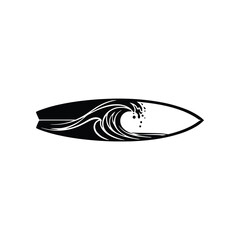 Surfboard with Crashing Wave Vector Illustration