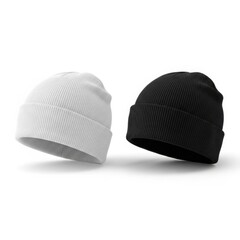Two beanies isolated on white background