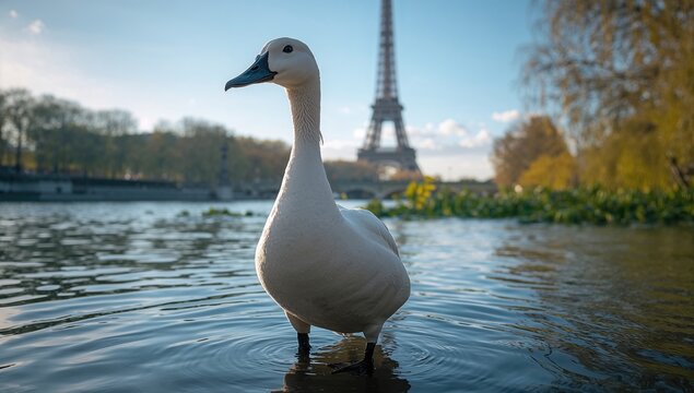 A duck enjoying a sunny spring day in the park
