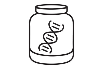 protien jar glyph flat vector icon. one line Icon drawing with white background