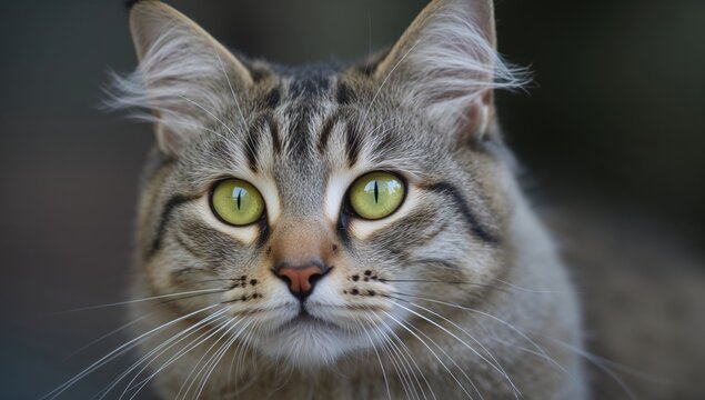 A detailed close-up photo of a domestic feline created with AI technology