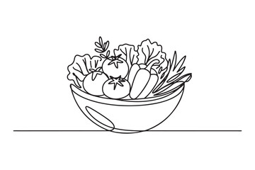 vegetable bowl glyph flat vector icon. one line Icon drawing with white background