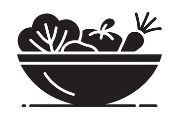 vegetable bowl glyph flat vector icon. one line Icon drawing with white background