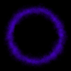 Mystical violet smoke ring on transparent background with glowing haze and surreal mist swirling in circular shape for fantasy sci fi visuals