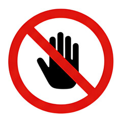 This vector illustration is a red and white prohibition sign with a no smoking symbol and a stop hand icon to warn of the forbidden danger