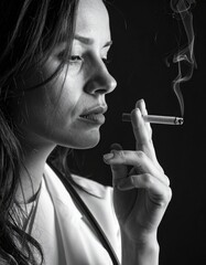 Obraz premium Human smoking, worker healthcare depicted Dramatic Monochrome cost Photography Photorealistic Lighting, Wallpaper, Studio