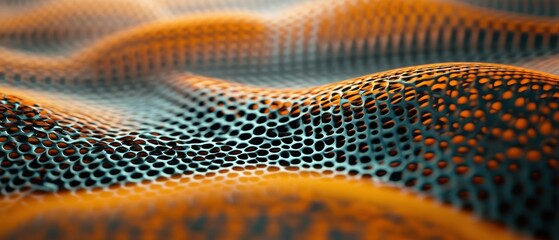 Abstract orange and teal grid texture background 3 d render