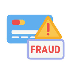 Fraud alert icon, credit card warning, financial security, modern design, 
