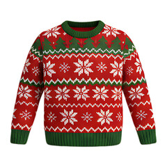 Warm wool knitted sweater with a grey striped pattern isolated on white background, a fashionable winter pullover garment