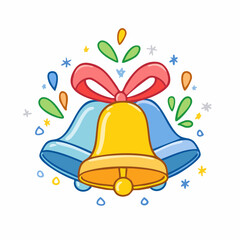 Colorful crayon Christmas bells collection. Naive style kid's drawing. 