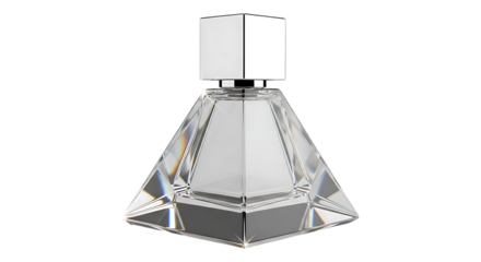Elegant crystal perfume bottle isolated on transparent background