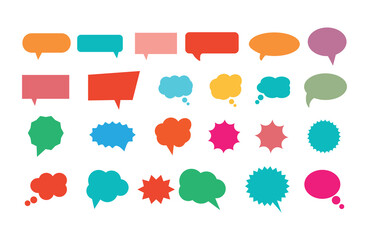 Collection of colorful and diverse speech bubbles and thought bubbles for communication and ideas
