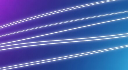 Abstract neon light lines on a blue and purple gradient background