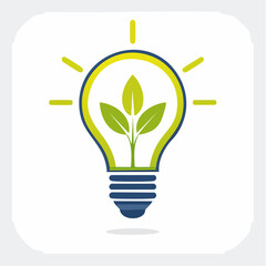 Conceptual illustration of an eco-friendly concept featuring a lightbulb and leaves