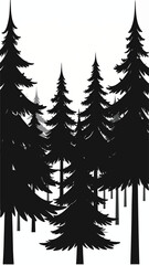 Obraz premium Black pine forest silhouette minimal landscape