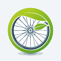 Eco-Friendly Bicycle Wheel Logo Depicting Sustainable Transportation and Environmental Consciousness