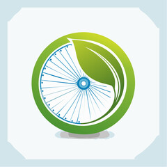 Eco-Friendly Bicycle Wheel Logo Depicting Sustainable Transportation and Green Living