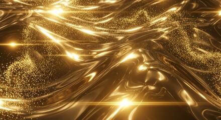 Golden waves and sparkles create a luxurious and captivating abstract design