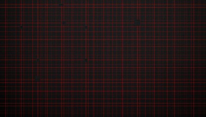 Black surface with red square grid lines and two small rectangular elements integrated into the pattern