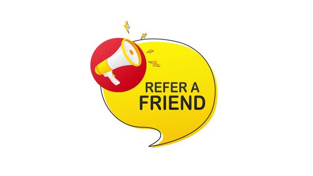 Refer a friend megaphone with white and green screen background