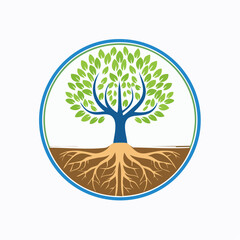 Elegant tree logo design inside a circle, representing nature and growth for business