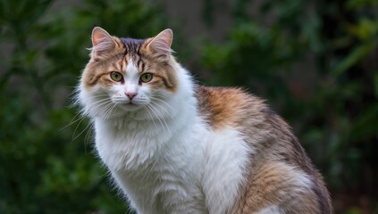 Fototapeta premium Household white feline featuring brown and black stripes